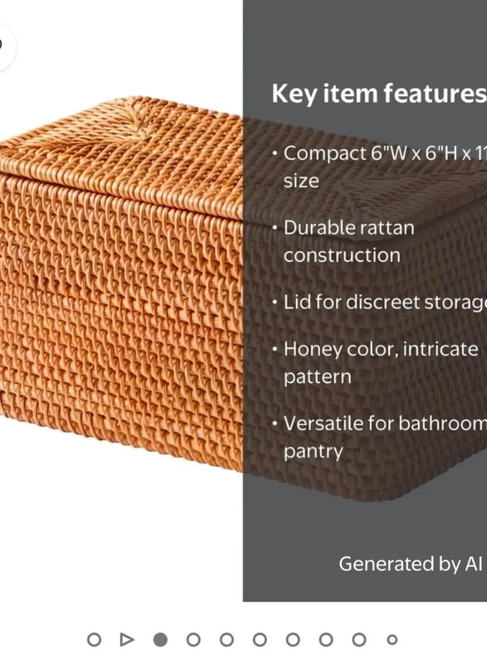 Better Homes & Gardens Brown Rattan Organizer Basket with Lid